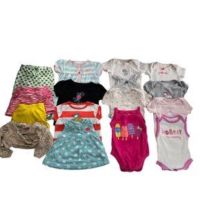 Baby Girls Clothing Bundle 0-3 Months Carters & Gerber Cotton Blend 16 Pc Summer
